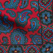 Red Paisley Motif Silk Pocket Square