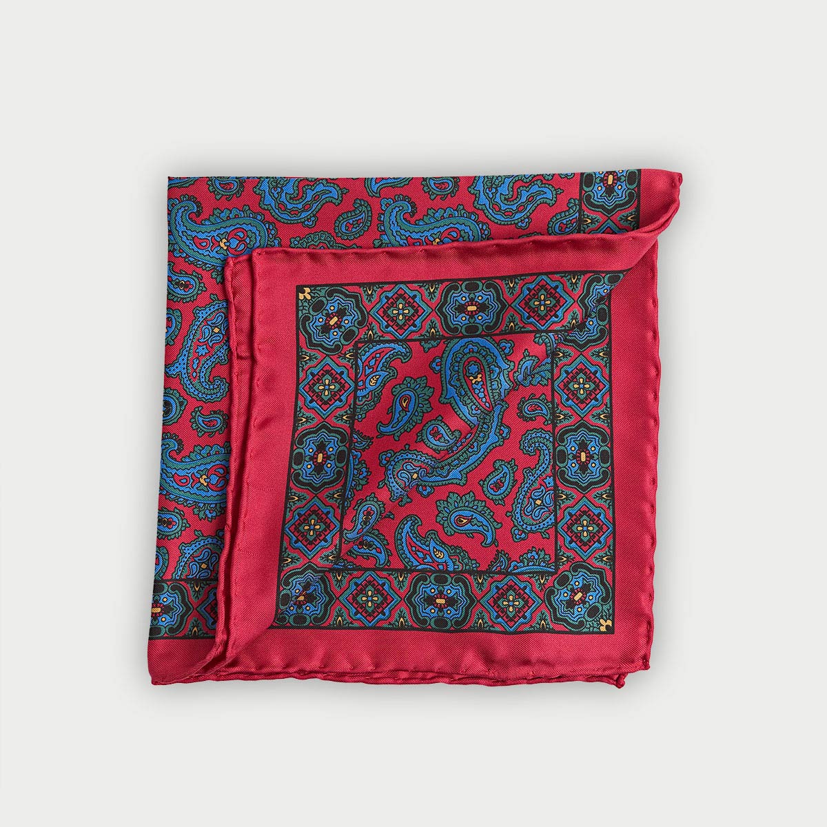 Red Paisley Motif Silk Pocket Square