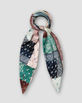 Multi-Colored Patchwork Bandana Silk Scarf