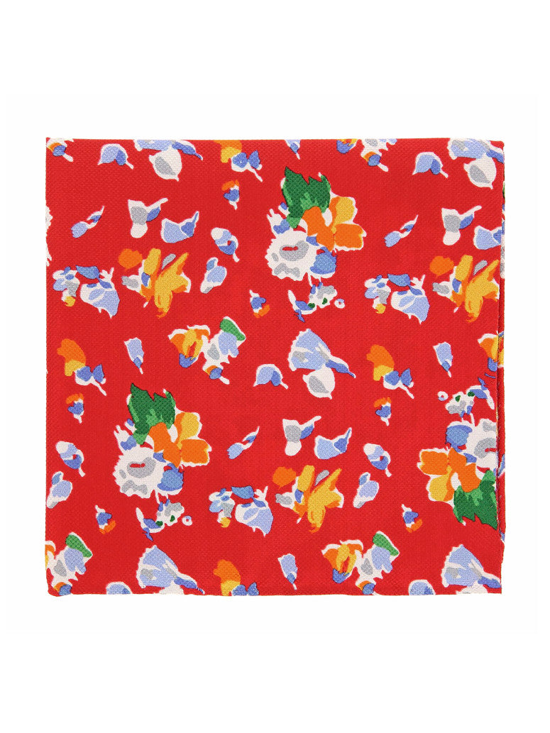 Red Pocket Square With Flowers
