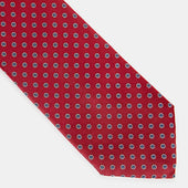 Red Repeated Floral Woven Silk Tie