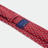 Red Repeated Floral Woven Silk Tie