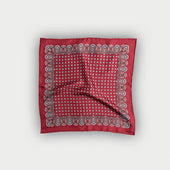Red Small Paisley Bean Silk Pocket Square