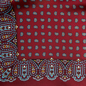 Red Small Paisley Bean Silk Pocket Square