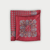 Red Small Paisley Bean Silk Pocket Square