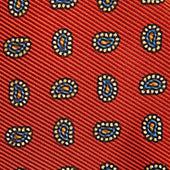 Red Small Paisley Motif Printed Silk Tie