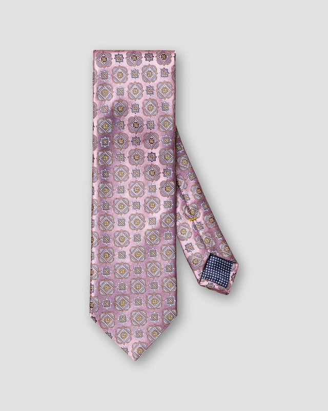 Red Silk Tie — Medallion Pattern