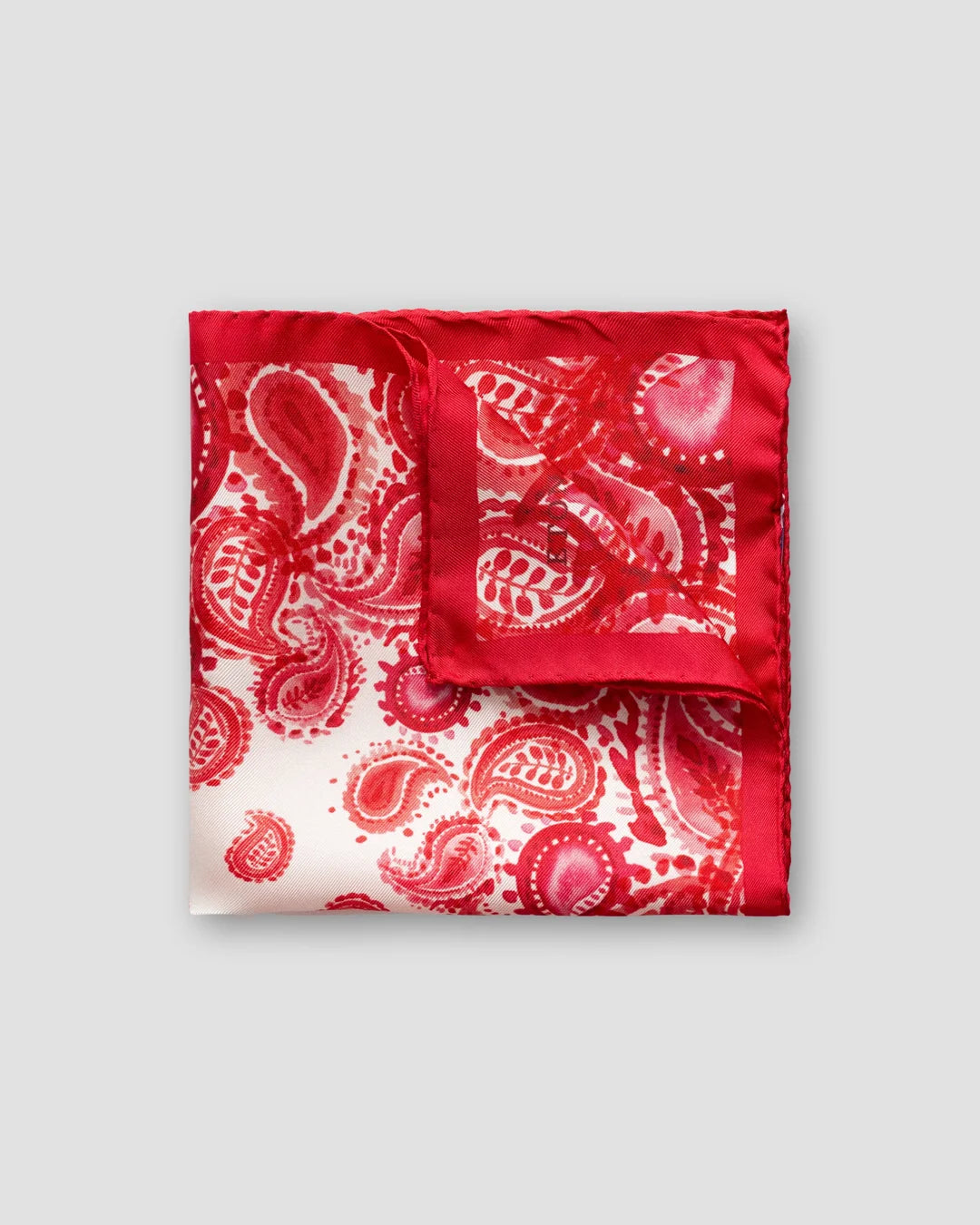 Red Watercolour Paisley Pocket Square