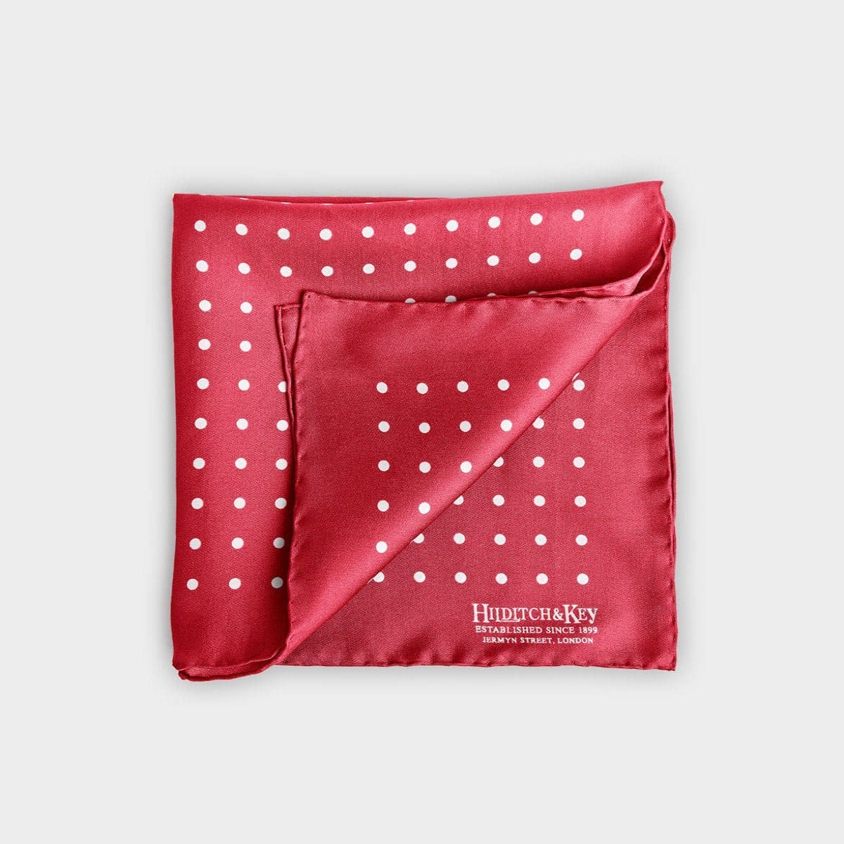 Red White Medium Spot Silk Pocket Square