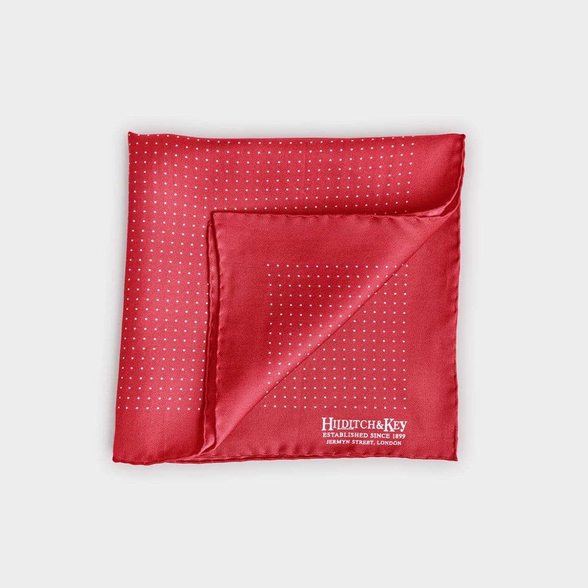 Red White Small Spot Silk Pocket Square