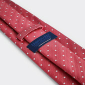 Red White Spot Herringbone Silk Tie