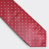 Red White Spot Herringbone Silk Tie