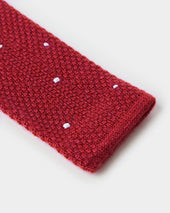 Red White Spot Knitted Cashmere Tie