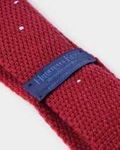 Red White Spot Knitted Cashmere Tie