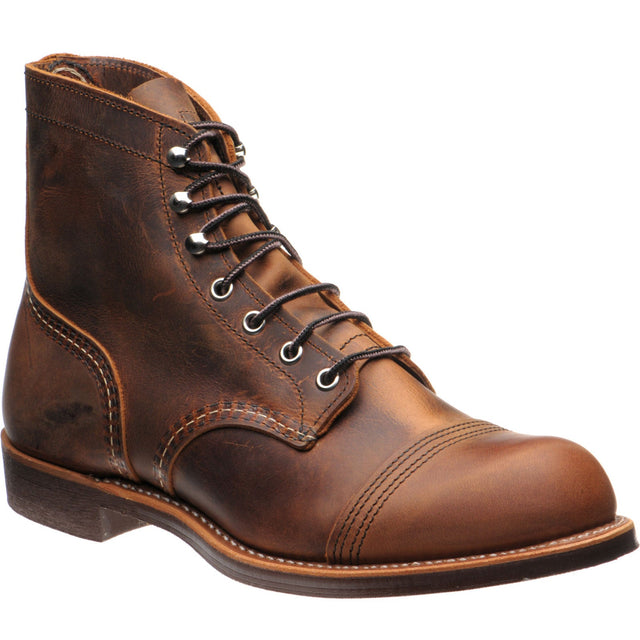 Red Wing Iron Ranger mens rubber-soled boots in copper rough and tough