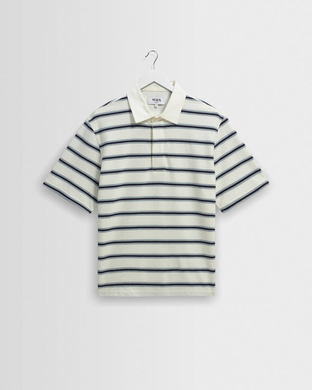 Redman - Ecru Textured Stripe Organic Cotton Polo Shirt