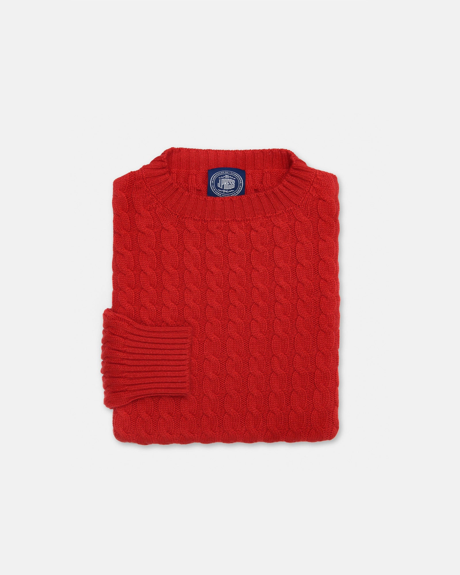 Made In Scotland Scarlet Cable Knit Cashmere Sweater
