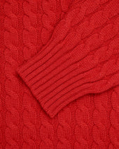 Made In Scotland Scarlet Cable Knit Cashmere Sweater