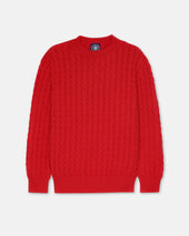 Made In Scotland Scarlet Cable Knit Cashmere Sweater