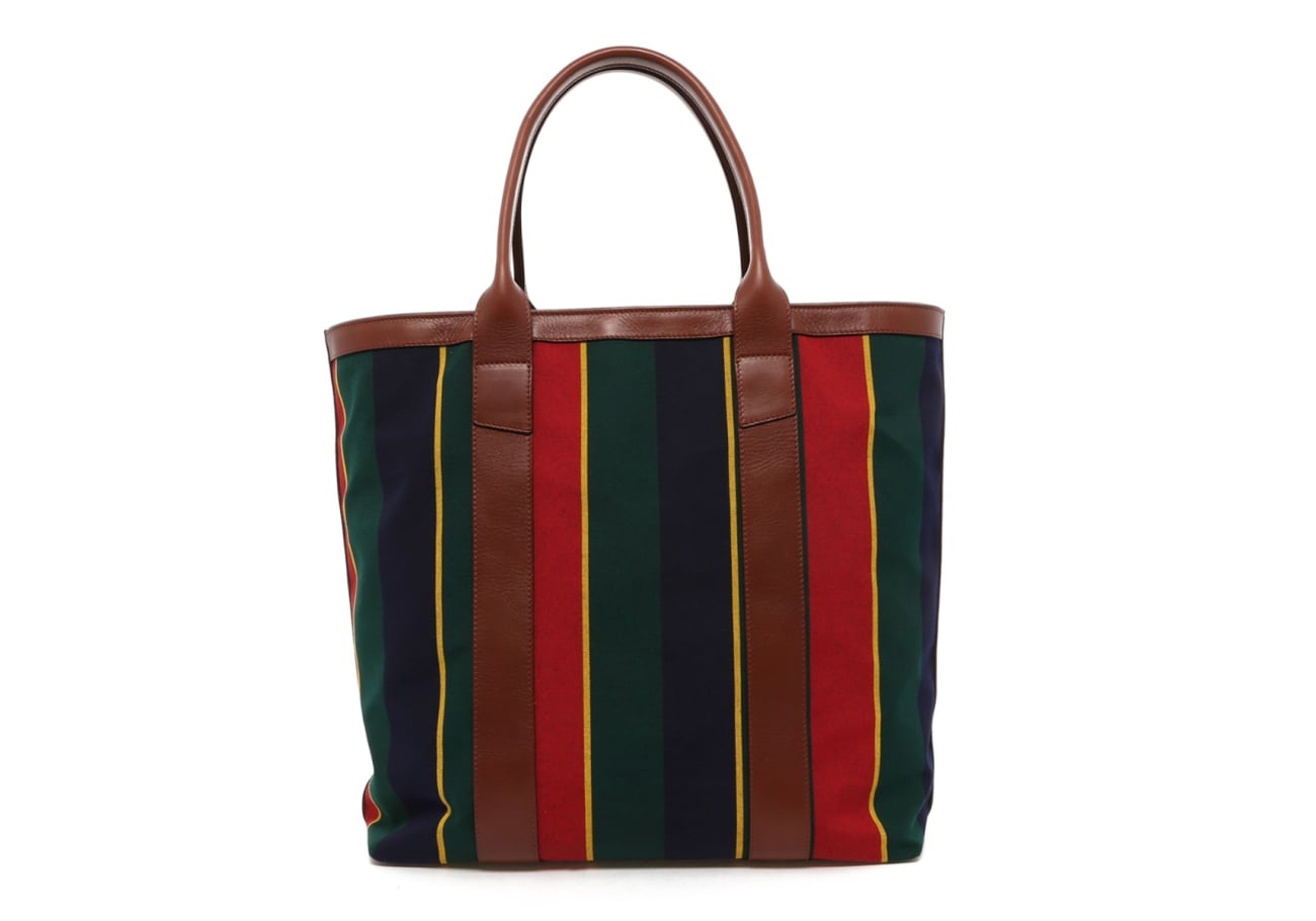 Tall Tote Regimental Chestnut Trim Sunbrella Zip Top Closure