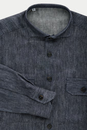 Linen Shirt Jacket Denim