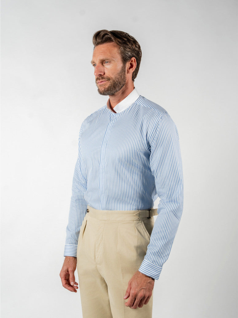 Reverse Collar Shirt With Stripes