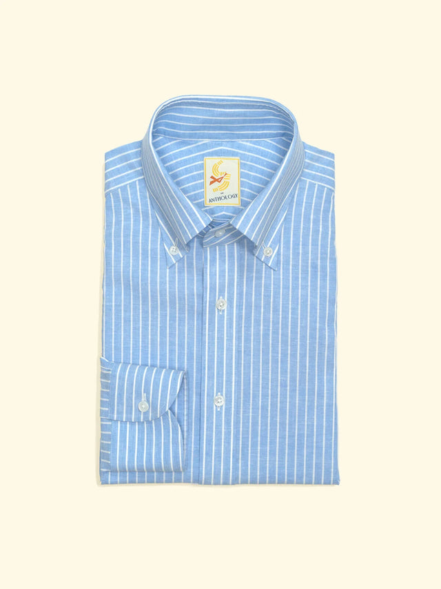 Reverse Striped Cotton/Linen Button-Down Shirt — The Anthology
