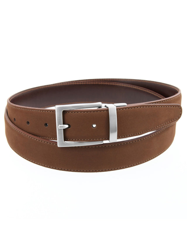 Reversible brown belt in leather and nubuck Clint