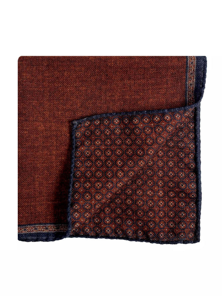 Reversible And Blue Wool Pocket Square With Pattern