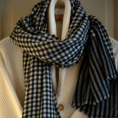 Small Check Cashmere Scarf In And Ivory