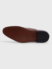 Chaussures Boucles En Cuir Lisse Cognac