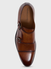Chaussures Boucles En Cuir Lisse Cognac
