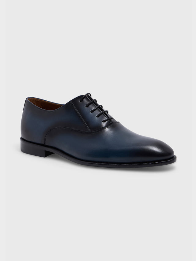 Richelieus en cuir lisse bleu marine