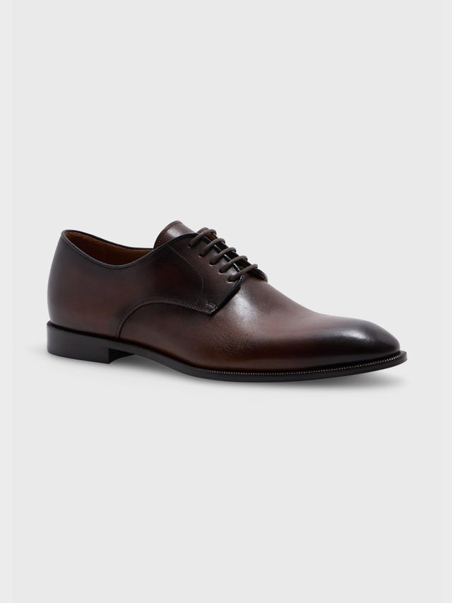 Derbies en cuir lisse marron