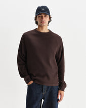 Riley Dark Brown Structured Waffle Crewneck Jumper