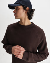 Riley Dark Brown Structured Waffle Crewneck Jumper