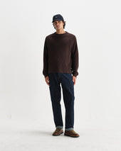 Riley Dark Brown Structured Waffle Crewneck Jumper