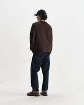 Riley Dark Brown Structured Waffle Crewneck Jumper