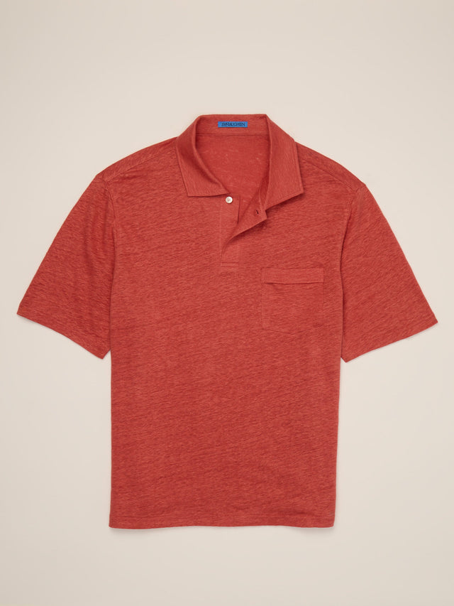 Nantucket_Red Solid Riva Linen Polo | Men's Knits \u0026 Polos | J.McLaughlin