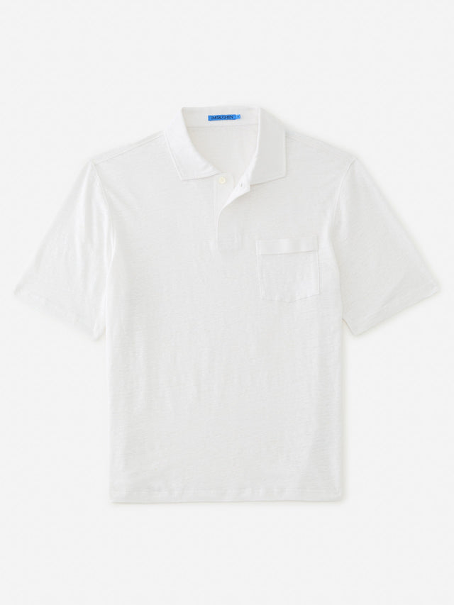 White Solid Riva Linen Polo | Men's Knits \u0026 Polos | J.McLaughlin
