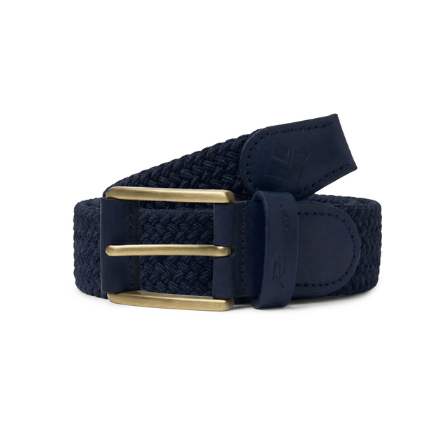 Ceinture tressée avec détails en cuir et boucle dorée