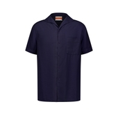 Chemise à manches courtes en Tencel® avec col requin et poche poitrine
