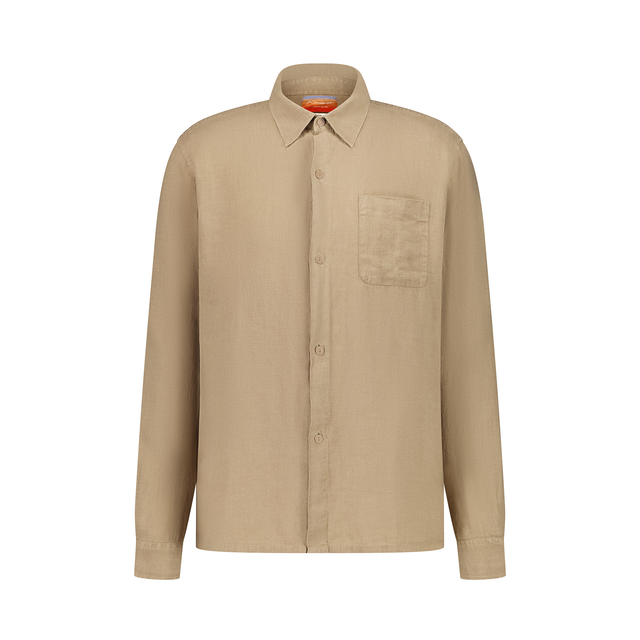 Chemise à manches longues en lin avec poche