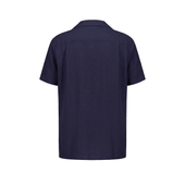 Chemise à manches courtes en lin avec col requin et poche poitrine