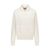 Sweatshirt boutonné en tricot nid d'abeille avec col requin