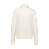 Sweatshirt boutonné en tricot nid d'abeille avec col requin
