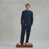 Pantalon Maille Interlock Marine