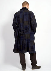 Rob Long Shawl Collar Coat Patchwork
