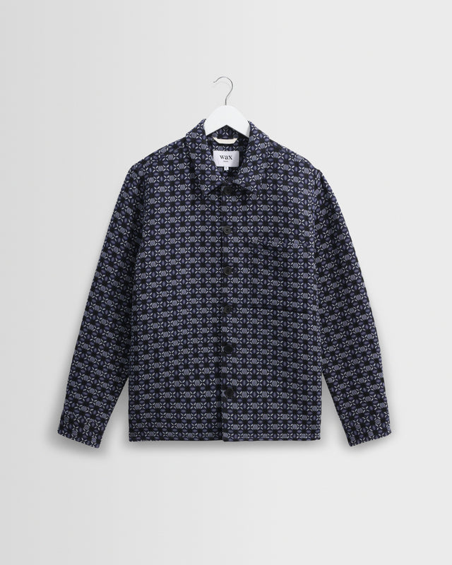 Rockley - Navy Geometric Jacquard Overshirt