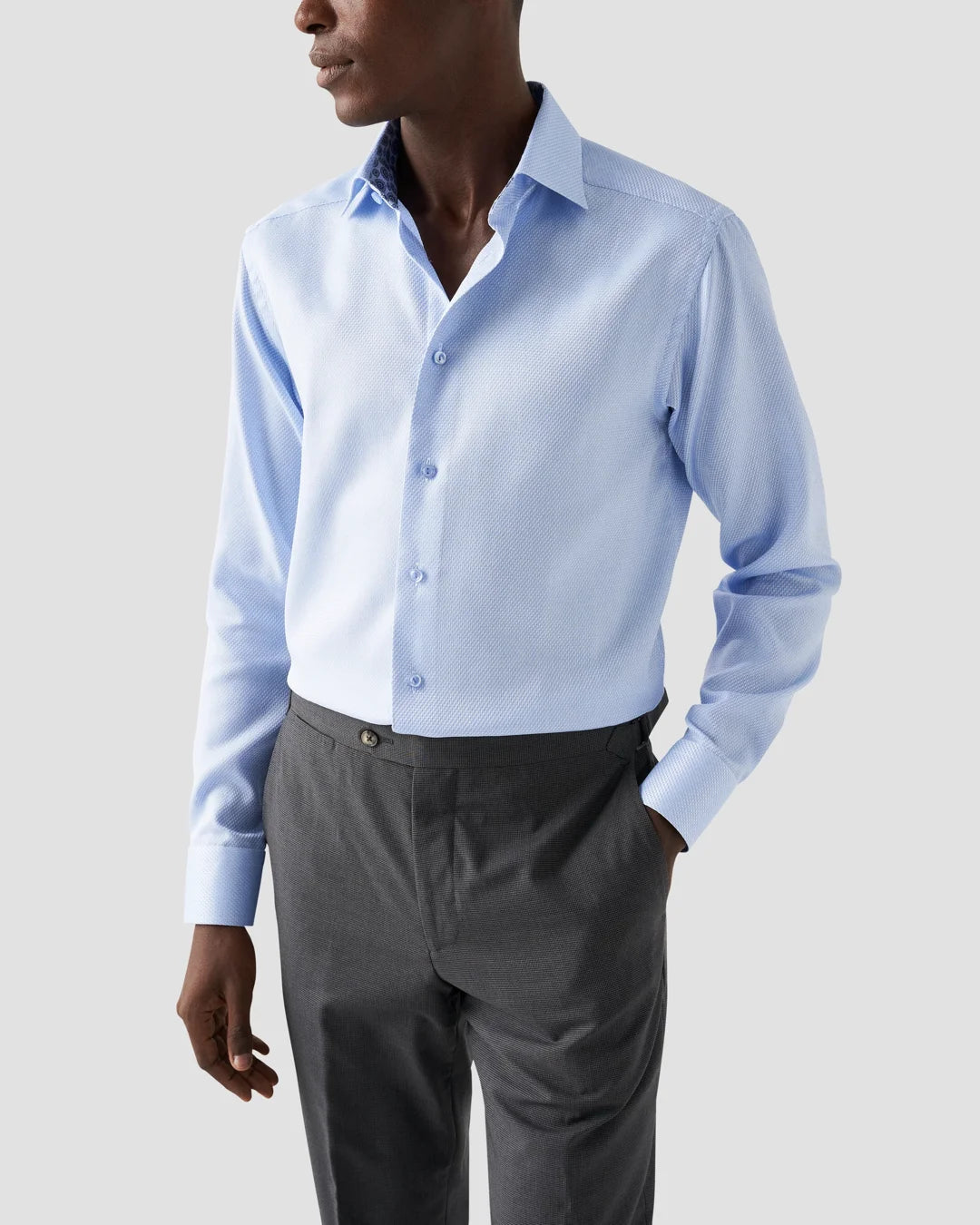 Light Dobby Shirt Medallion Contrast Details Eton